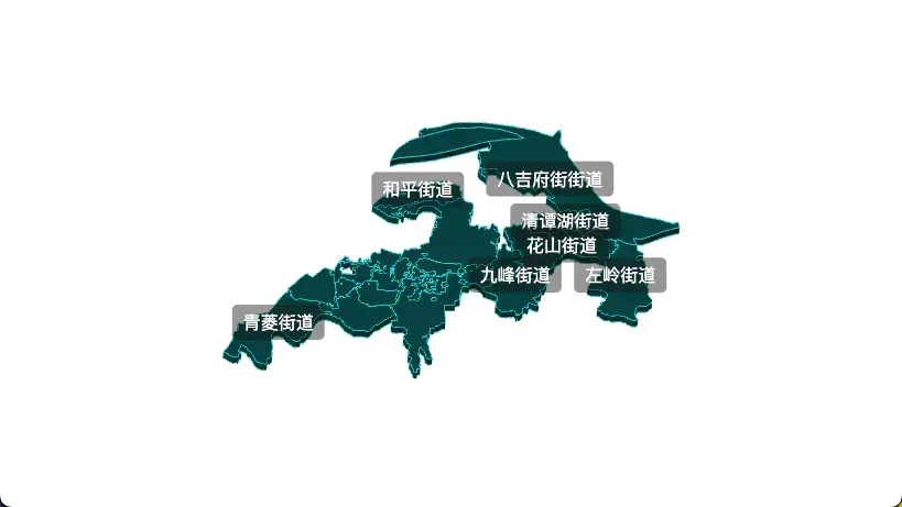 threejs 武汉市洪山区geoJson地图3d地图css2d标签